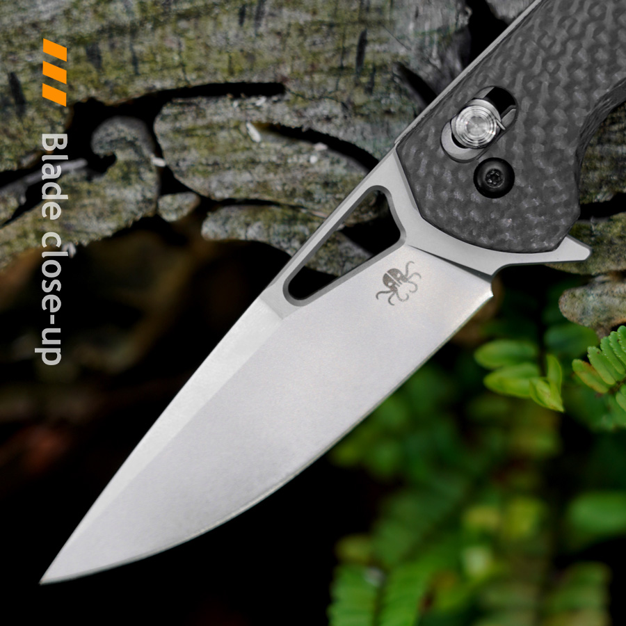 B03 BRAG KRAKEN CARBON FIBER HANDLE D2 STEEL KNIVES