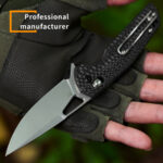 B03 BRAG KRAKEN CARBON FIBER HANDLE D2 STEEL KNIVES