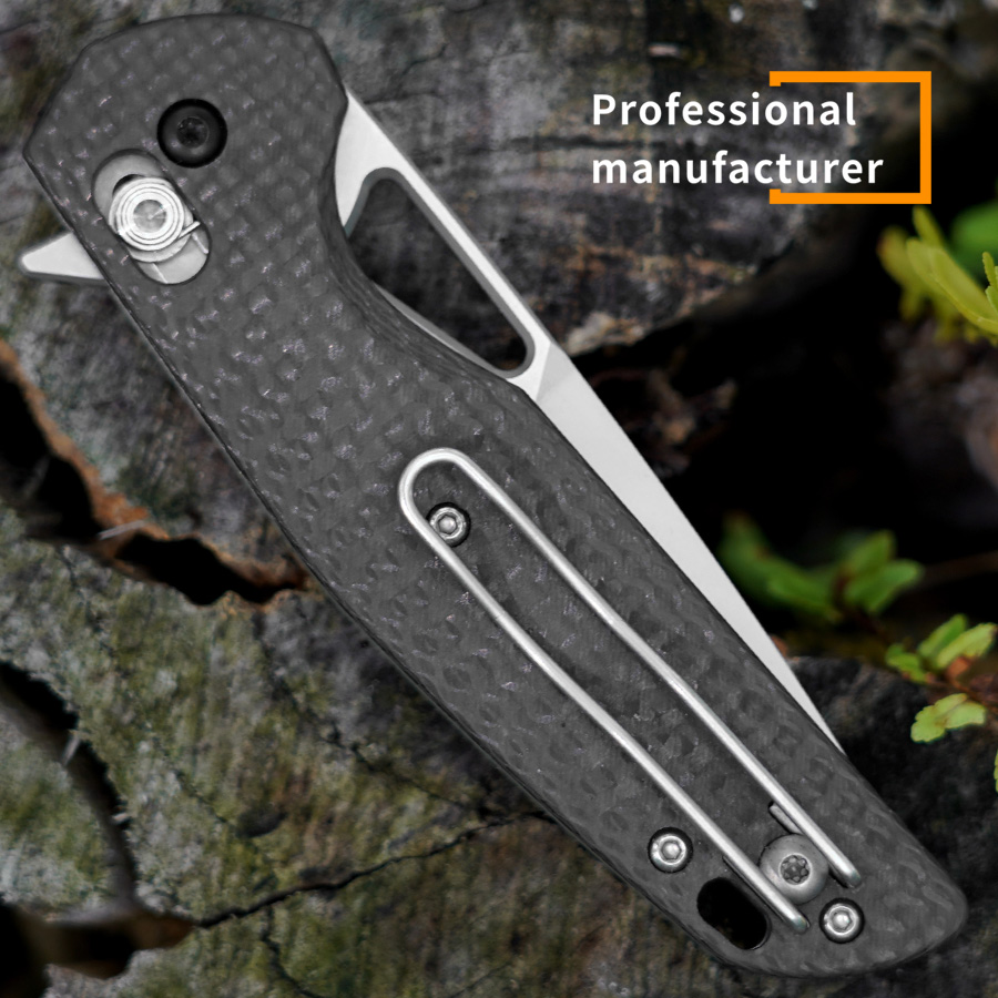 B03 BRAG KRAKEN CARBON FIBER HANDLE D2 STEEL KNIVES