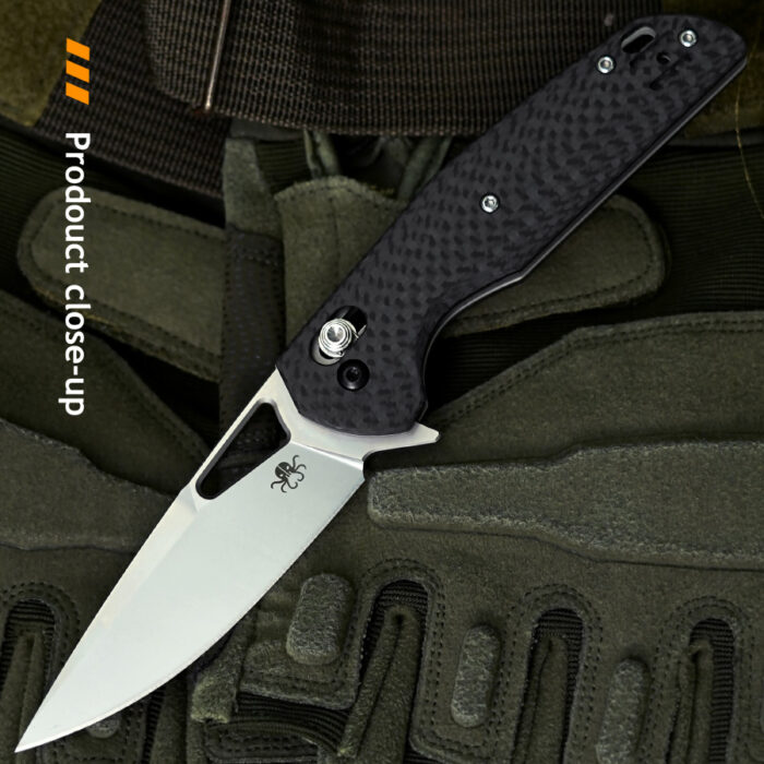 B03 BRAG KRAKEN CARBON FIBER HANDLE D2 STEEL KNIVES